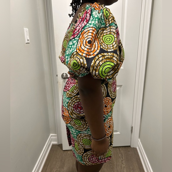 Colourful Ankara Puffy Sleeve Dress - Picture 6 of 16